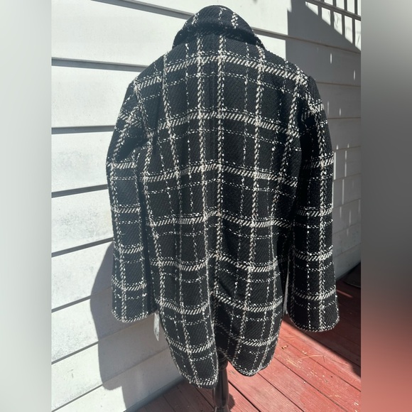 Sam Edelman Plaid Double Breasted Coat in Black/White Plaid•Size XL• NWT - Picture 4 of 8